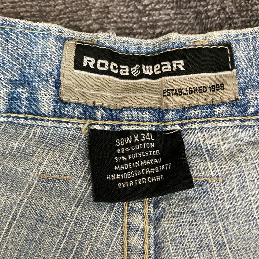 Vtg Rocawear Light Blue Denim Waistband Jeans